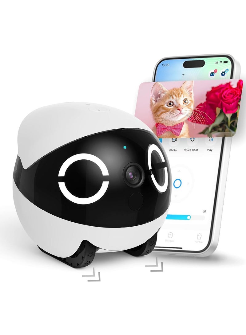 Enabot 2K Robot Camera for Animals Mobile Robot Pet Camera with App, Touch Call, 2-Way Audio, IR Night Vision, Motion and Video Detector - Image 1